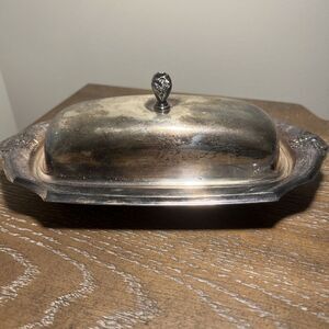 Vintage Webster Wilcox silver-plate Butter Dish with Glass Insert Silver color